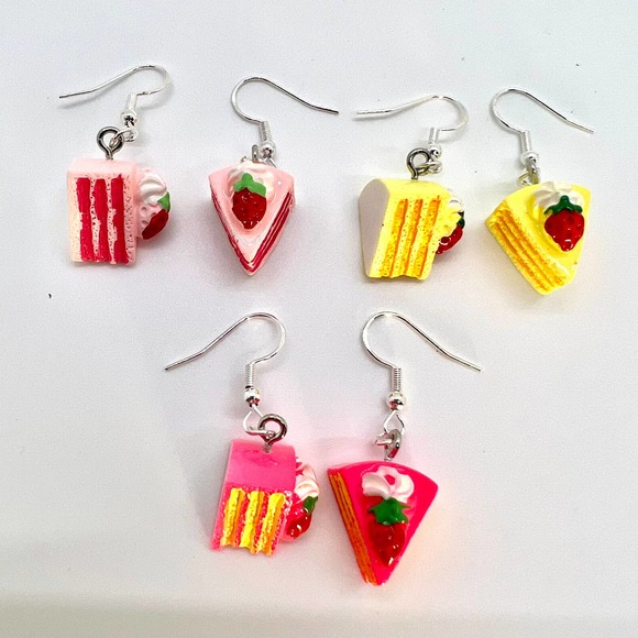 Cake Slice Earrings - Birthday Party Earrings - Birthday Cake Accessories - Picture 1 of 10